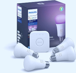 Amazon.com: Philips Hue A19 LED Smart Bulb Starter Kit, 4 A19 Bulbs, 1 Hue  Hub, Multi-color, 5 Piece Set : Everything Else